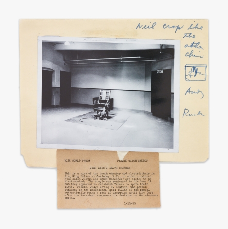 Photograph (“Sing Sing Death Chamber”), source for Warhol's 1963 Electric Chair series, 1962-1963