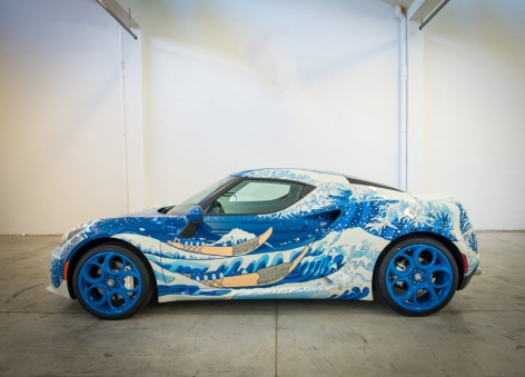 Garage Italia Customs Alfa Romeo 4C painted with Hokusai’s The Great Wave off Kanagawa, 2016